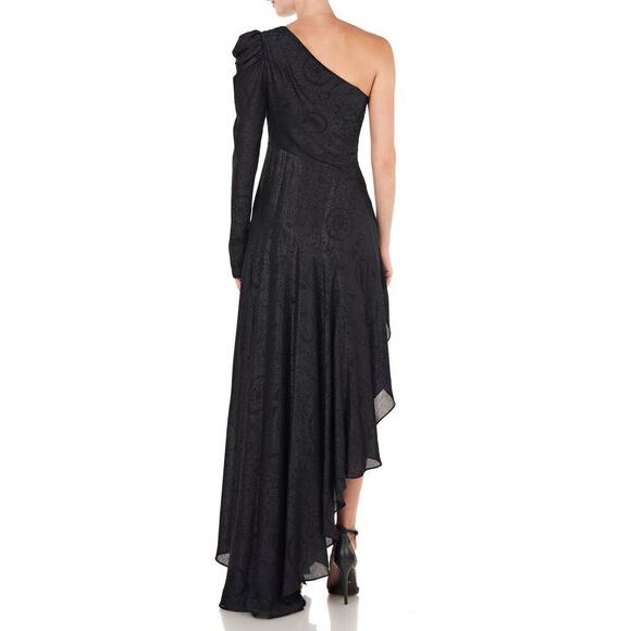 AMUR Esmerelda Asymmetric One-Shoulder Shimmer Maxi Formal Gown Black Size 0 - Picture 13 of 13